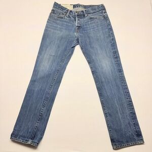 🟡 Abercrombie & Fitch Men Straight Leg Jeans Blue Medium Wash Button Fly W30 L30